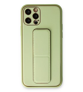 Pilelistore   iPhone 12 Pro Kılıf Coco Deri Standlı Kapak - Su Yeşili