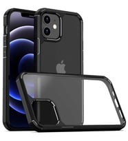 Apple iPhone 12 Kılıf Pürüzsüz Şeffaf Korumalı Silikon (Siyah)