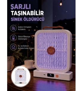 Taşınabilir Şarjlı Sivrisinek Öldürücü 365NM UV Işıklı Beyaz Model
