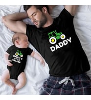 Babaya Hediye Traktör Tasarım Siyah Tshirt Zıbın Kombini