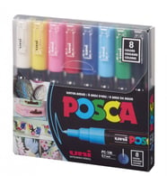 Uni Posca PC-1M Boyama Markörü 0.7 mm 8'li Set Ana Renkler