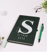 BK Gift Kişiye Özel İsimli Yeşil Termo Deri Defter Kalem Seti Model 34