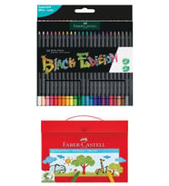 Faber-Castell Premium Boya Seti - 24'lü Black Edition Kuru Boya + 24'lü Plastik Çantalı Pastel Boya