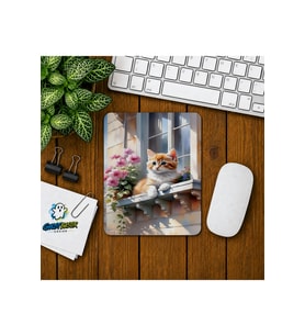 Camdaki Kedi Baskılı Oyuncu Mousepad 047