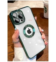 iPhone 12 Pro Kılıf Köşeleri Renkli Şeffaf Kamera Korumalı Silikon Luxury Kapak (Yeşil)