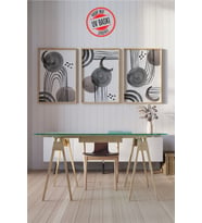Dekoratif 3’lü Ahşap Tablo Seti  UV Baskı Çerçeveli Duvar Tablosu V5
