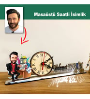 Karikatür Grafiker Erkek Model Masaüstü Saatli İsimlik m10