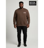 Erkek Büyük Beden New York Baskılı Bisilet Yaka İnce Sweatshirt SPR26BSW956-5
