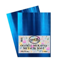 Metalik Mavi Oluklu Mukavva 50x70 2 Adet Artlantis Oluklu Mukavva Metalik Mavi Renkli 50*70 2 Adet