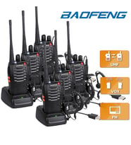 6'LI BAOFENG BF-999S BAOFENG 5W VOX UHF/VHF CTCSS/DCS 6'lı El Telsizi Siyah BF-888S BAOFENG