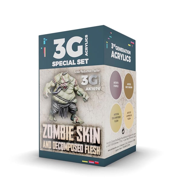 AK Interactive 1076 4x17 ml. Zombie Skin Renkleri, Akrilik Model