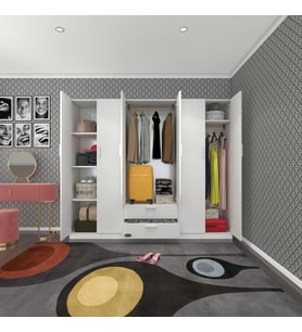 Kenzlife gardırop 6 kapılı çekmeceli begonvil210 byz kapaklı gardolap dolap (Karışık)