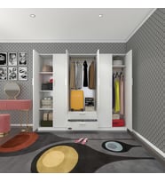 Kenzlife gardırop 6 kapılı çekmeceli begonvil210 byz kapaklı gardolap dolap (Karışık)
