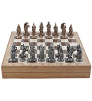 GiftHome Büyük Boy Metal OSMANLI-BİZANS Satranç Tk. Antik ve Rustik Desenli Sandıklı MDF Tahtası(36X36 cm.)