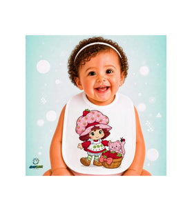 Çilek Kız Keten Bebek Mama Önlüğü – Yumuşak, Emici, Yıkanabilir, Özel Tasarım P040