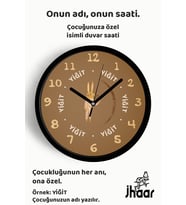 İsme Özel Tavşan Çocuk Odası Duvar Saati Orta Boy 30 cm Siyah Camlı Sessiz