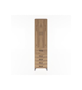 Hyperion Dolap 4 Raflı 5 Çekmeceli 2 Kapaklı 60x44x243 Çam-Çam