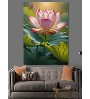 Su Üstünde Açan Pembe Lotus Dekoratif Kanvas - Mdf Ahşap Tablo