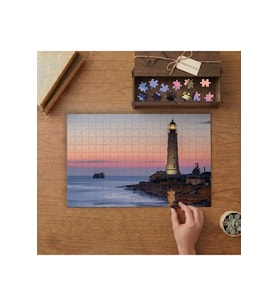 Deniz Feneri - Deniz Kıyısı Tasarımı 240 parça Ahşap Puzzle Ahşap Kutuda MP07229