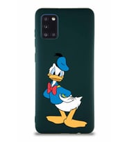 Samsung Galaxy A31 Soft Premier Kapak Donald Duck-D Tasarımlı Silikon Kılıf - Yeşil (Şeffaf)