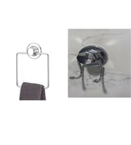 Hem Vakumlu Hem Vidalı Banyo Aksesuarı 2 li Set Kare Havluluk + Havlu Askısı Krom