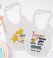 BK Kids Kişiye Özel Teyze Tasarımlı 2’li Beyaz Mama Önlüğü-1