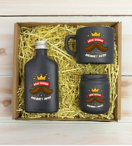 BK Gift Kişiye Özel İsimli DTF Baba Temalı Antrasit Kahve Fincanı & Kolonya & Mum Hediye Seti-3, Babaya Hediye, Babalar Günü Hediyeleri