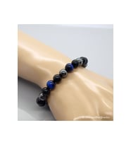 Unisex - Hematit, Onix Ve Lapis Lazuli Doğal Taşlı Padore Bileklik  Kötülüklerden Korur!