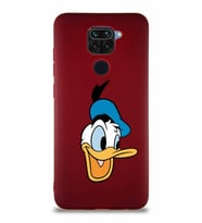 Xiaomi Redmi Note 9 Soft Premier Kapak Donald Duck-A Tasarımlı Silikon Kılıf - Mürdüm (Şeffaf)