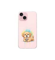 iPhone 15 ile Uyumlu Splash Köpek Tasarımlı Şeffaf Silikon Kılıf
