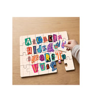 Renkli Alfabe Tasarımlı 24 Parça Ahşap Çocuk Puzzle MPK0881