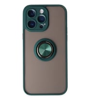 Mey İthalat® iPhone 14 Pro Max Kılıf Montreal Yüzüklü Silikon Kapak - Yeşil