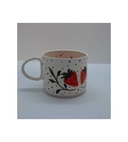 Handmade Seramik Mug Çilek Figürlü El Yapımı Seramik Kupa Bardak