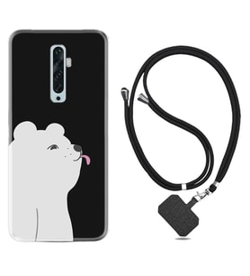 Oppo Reno 2Z 4 Lite 4 Pro 5 6 7 A31 Kılıf Boyun Askılı Silikon Panda Sevimli 1738