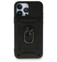 Pilelistore   iPhone 15 Pro Max Kılıf Pars Lens Yüzüklü Silikon - Siyah
