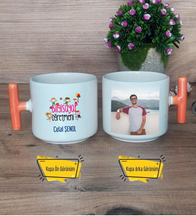 Bilgisayar Öğretmeni Kupa Bardak Fotoğraflı T Turuncu Kulplu Öğretmenler Günü Hediyesi
