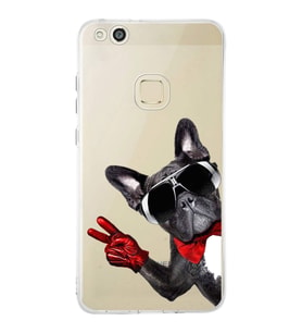 PrintiFy Huawei P10 Lite ile Uyumlu 1mm Slim Fit Köpek 2 050e Baskılı Şeffaf  Kılıf
