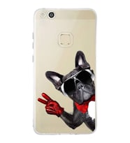 PrintiFy Huawei P10 Lite ile Uyumlu 1mm Slim Fit Köpek 2 050e Baskılı Şeffaf  Kılıf