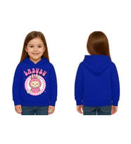 Unisex Baskılı Çocuk Swaetshirt Labubu Baskılı Kapüşonlu 3 İplik Şardonlu (SAKS MAVI)
