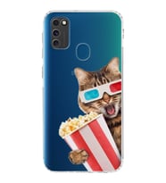 PrintiFy Samsung Galaxy M30S ile Uyumlu Kedi 1 Kamera Korumalı Şeffaf Kılıf