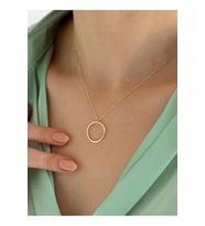 14 K Gold Kaplama 925 Ayar Gümüş El İşi Halka Kolye