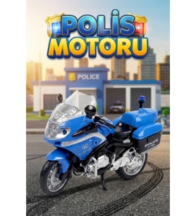 1:20 Ölçek Sesli Işıklı Oyuncak Polis Motoru - Büyük Boy Model Motosiklet