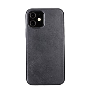 Apple iPhone 12 Uyumlu Deri Arka Kapak ROCK RST1 Siyah