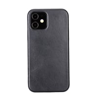 Apple iPhone 12 Uyumlu Deri Arka Kapak ROCK RST1 Siyah
