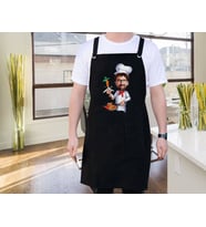 BK Gift Kişiye Özel Erkek Chef Karikatürlü Profesyonel Siyah Mutfak Önlüğü, Aşçı Önlüğü, Şef Önlüğü, Arkadaşa Hediye-8