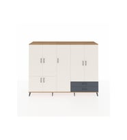 Hyperion Dolap 12 Raflı 2 Çekmeceli 7 Kapaklı 220x44x163 Çam-Aytaşı/Antrasit