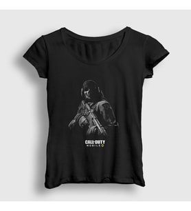 Presmono Kadın Siyah Mobile Call Of Duty T-Shirt 27068tt