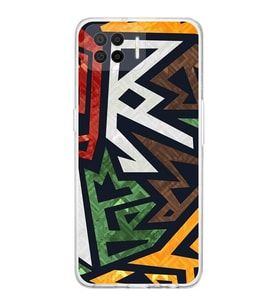 PrintiFy Oppo A73 Uyumlu Kamera Korumalı Soyut Grafiti Tasarımlı Şeffaf Silikon Kılıf