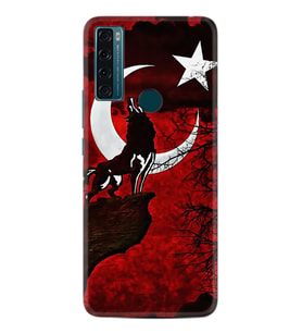 TCL 20 SE Kılıf Resimli Desenli Baskılı Silikon Kılıf Wolf and Moon 2 1381