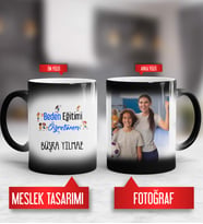 Beden Eğitimi Öğretmenine Hediye Beden Eğitimi Öğretmeni Kupa Bardak Sihirli Fotoğraflı